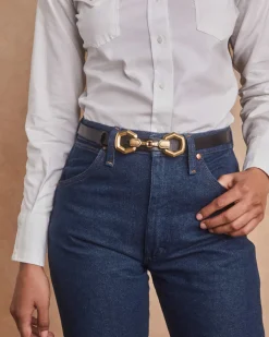 Beau Horse Bit Vintage Silver Belt in Black