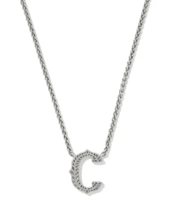 Beau Letter C Pendant Necklace in Vintage Silver