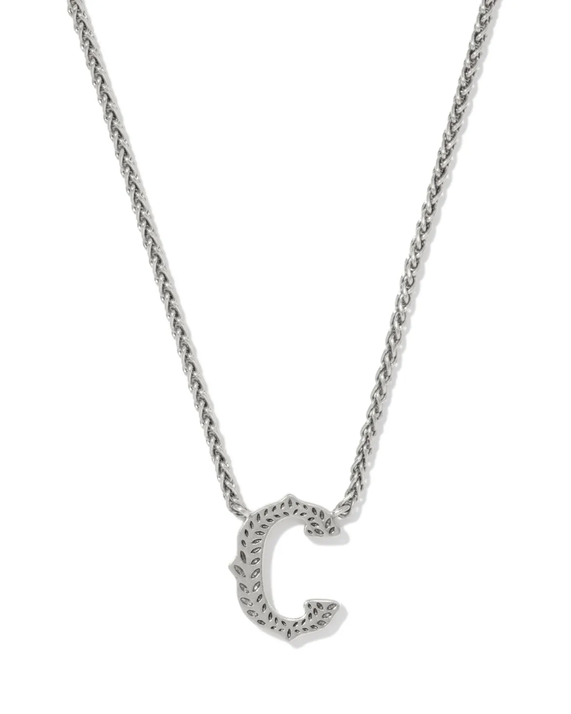 Beau Letter C Pendant Necklace in Vintage Silver