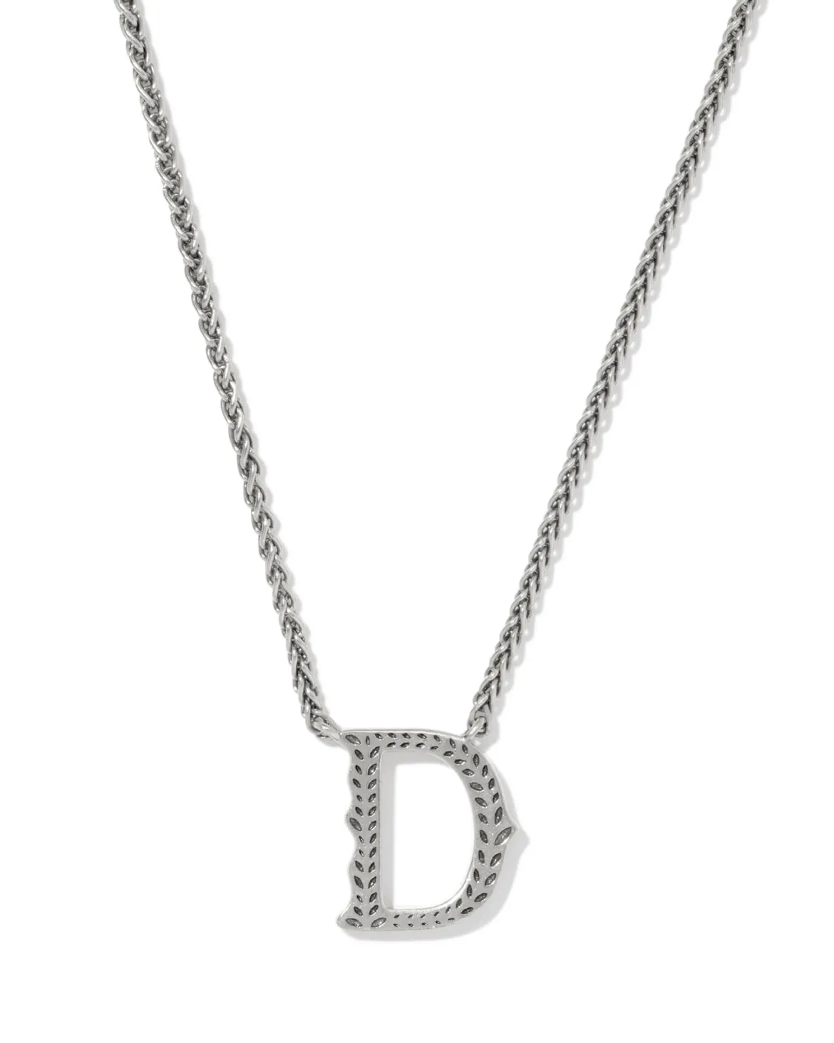 Beau Letter D Pendant Necklace in Vintage Silver
