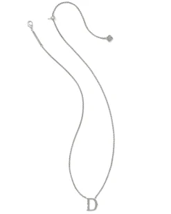 Beau Letter D Pendant Necklace in Vintage Silver