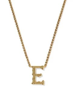 Beau Letter E Pendant Necklace in Vintage Gold