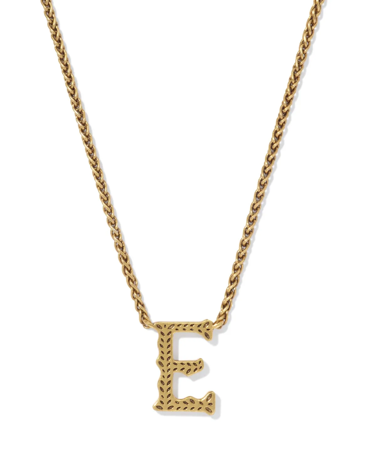 Beau Letter E Pendant Necklace in Vintage Gold