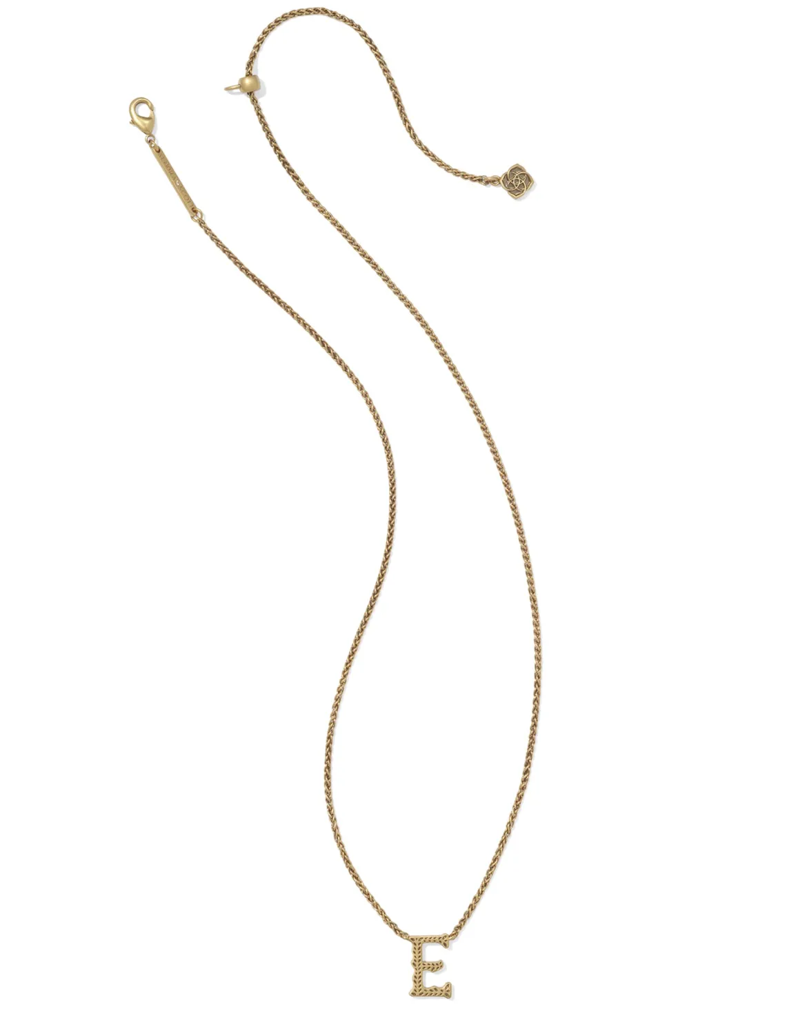Beau Letter E Pendant Necklace in Vintage Gold