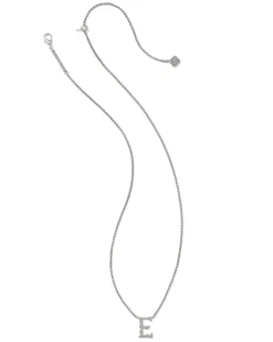 Beau Letter E Pendant Necklace in Vintage Silver