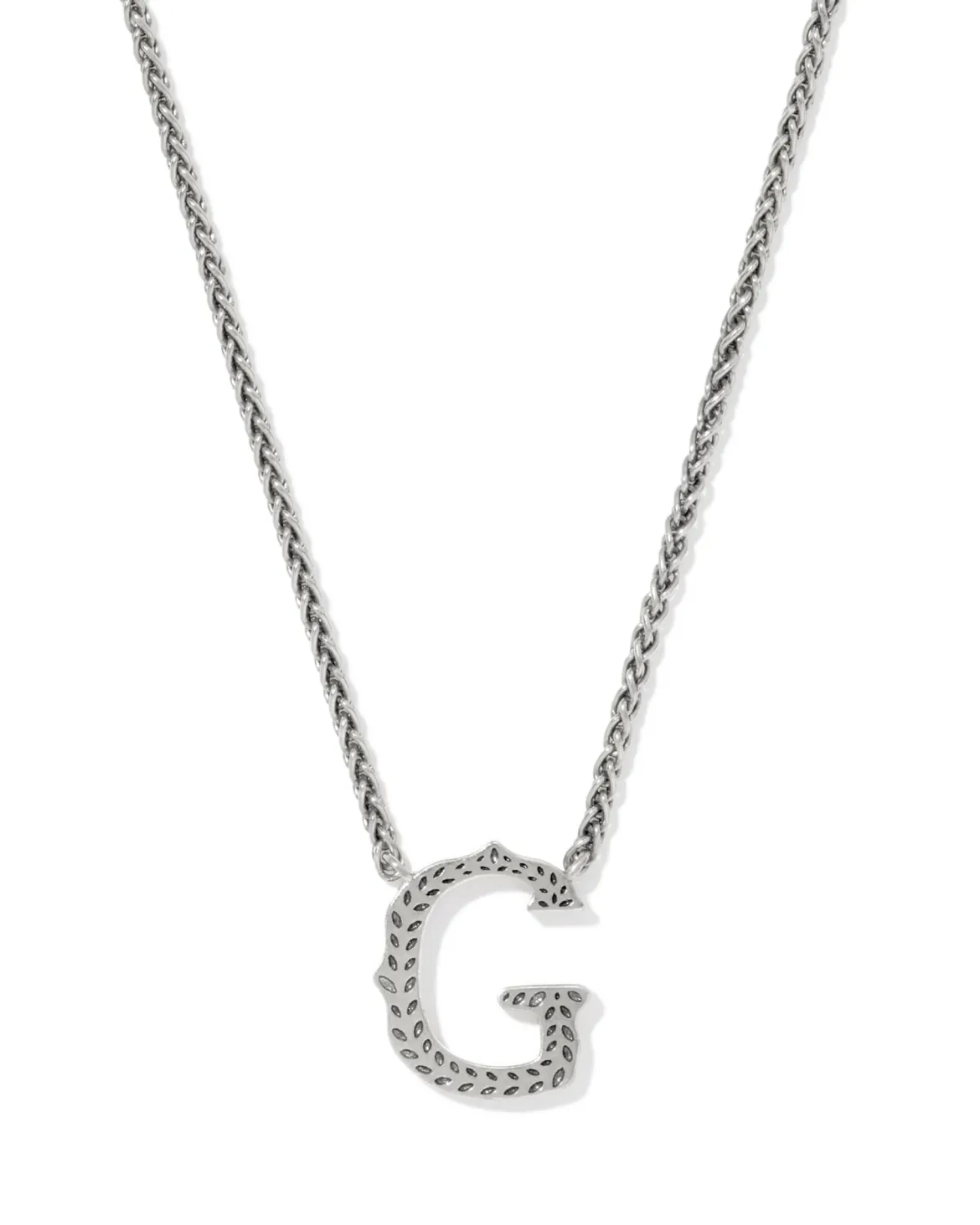 Beau Letter G Pendant Necklace in Vintage Silver