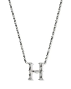 Beau Letter H Pendant Necklace in Vintage Silver