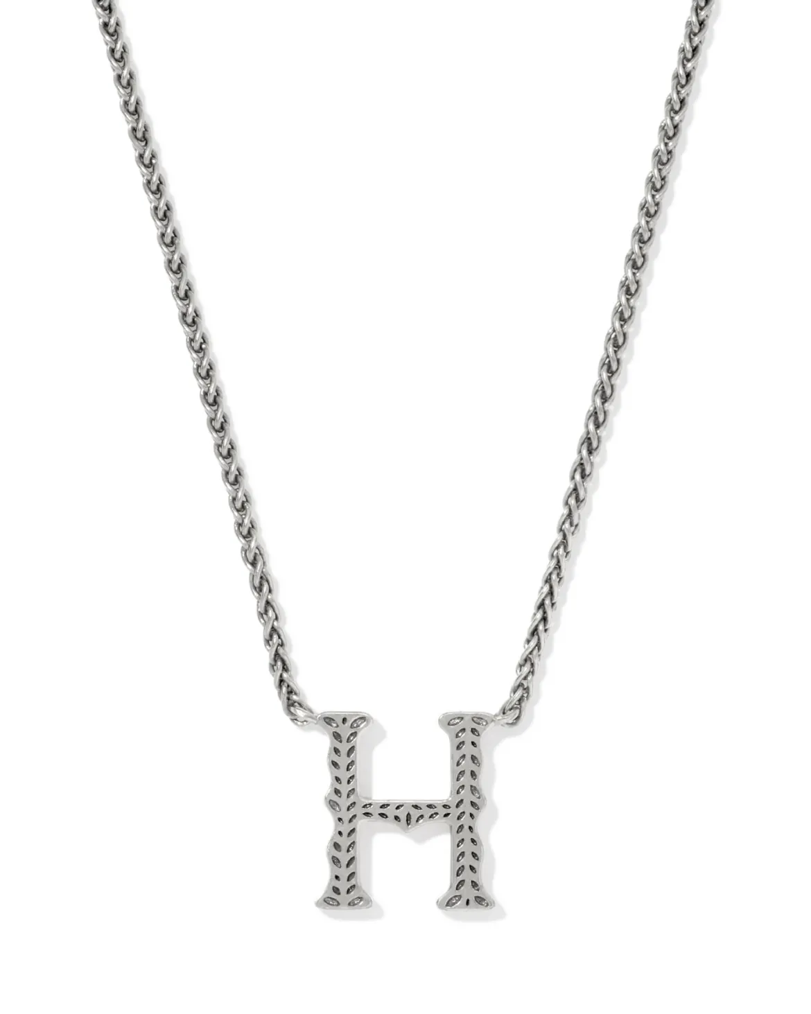 Beau Letter H Pendant Necklace in Vintage Silver