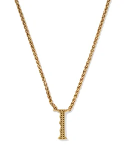 Beau Letter I Pendant Necklace in Vintage Gold
