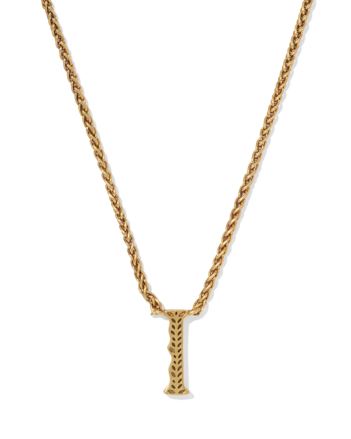 Beau Letter I Pendant Necklace in Vintage Gold