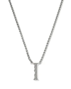 Beau Letter I Pendant Necklace in Vintage Silver