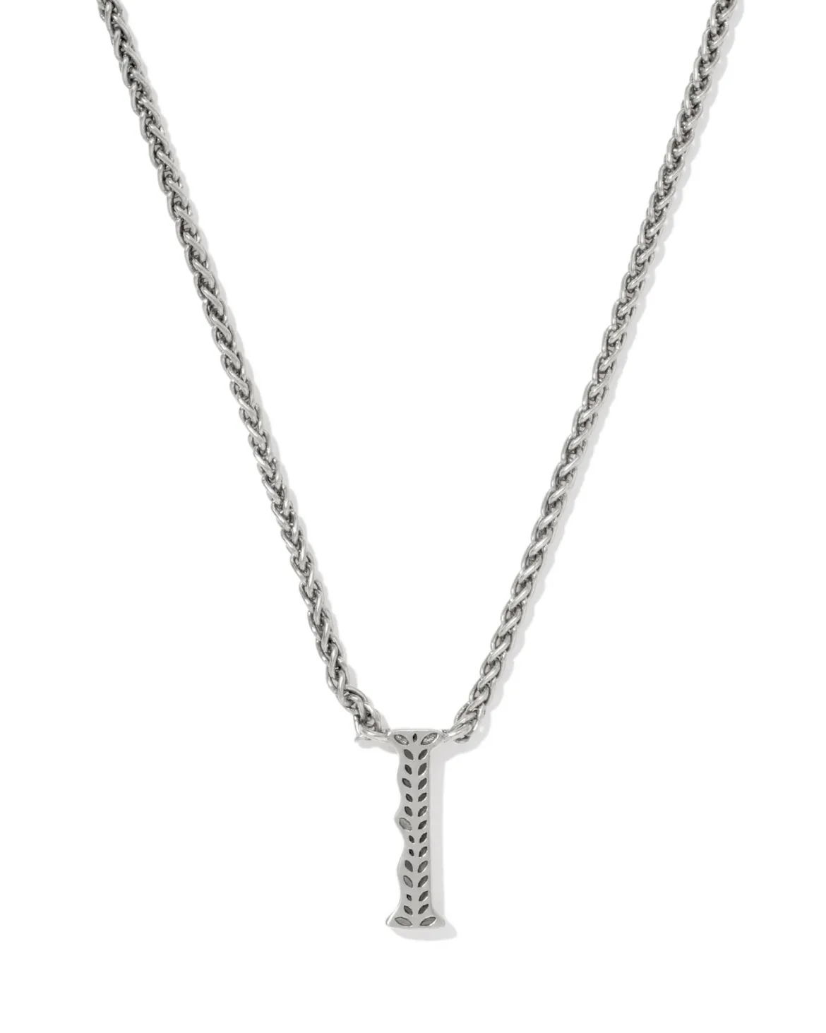 Beau Letter I Pendant Necklace in Vintage Silver