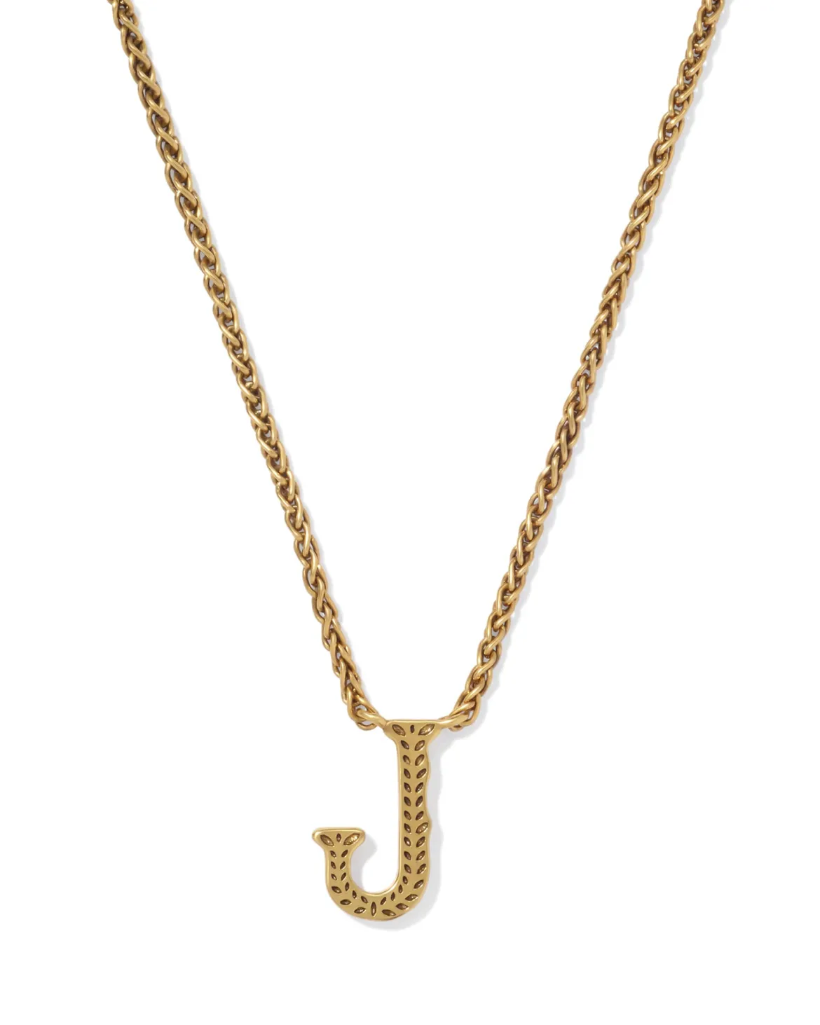 Beau Letter J Pendant Necklace in Vintage Gold