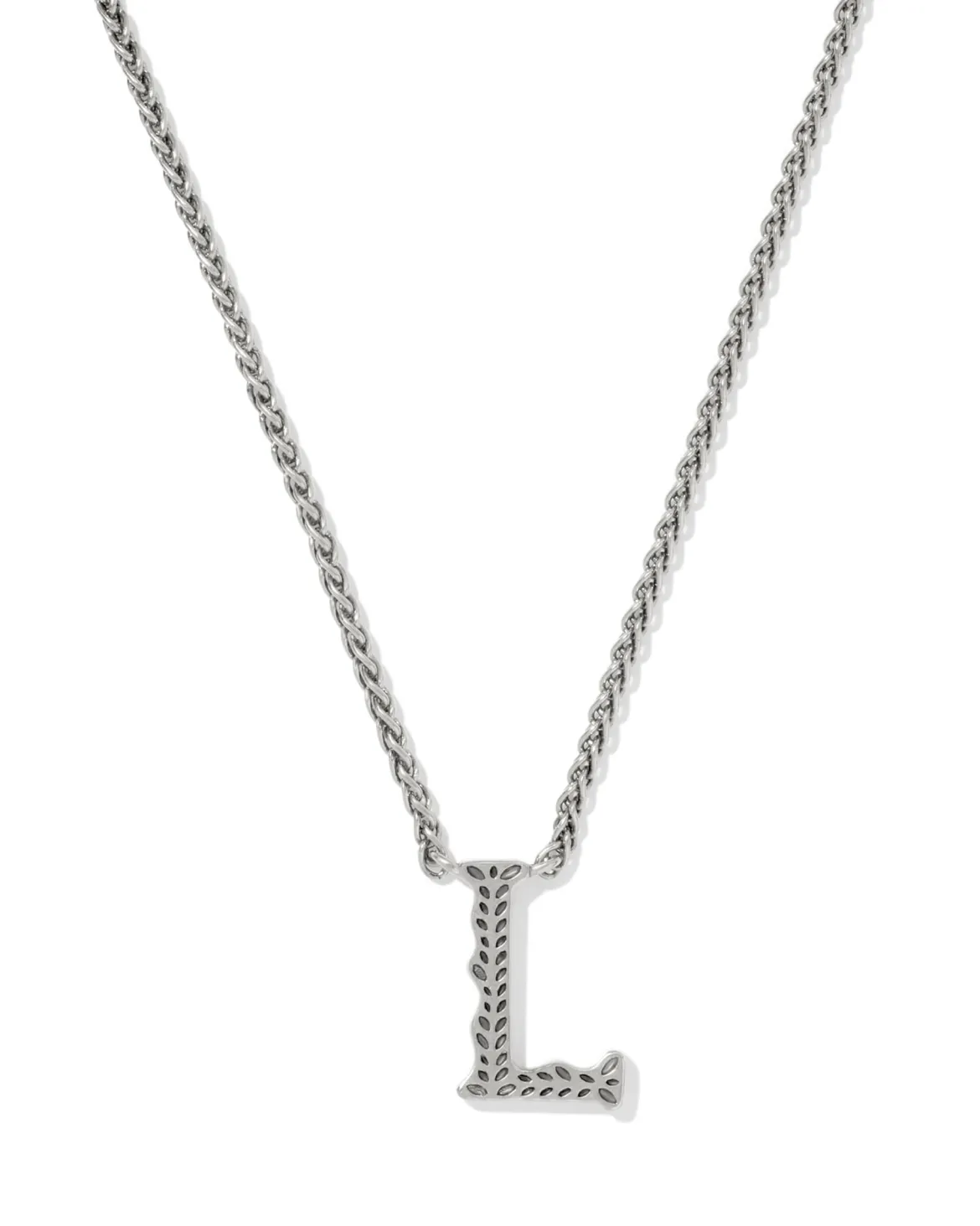 Beau Letter L Pendant Necklace in Vintage Silver