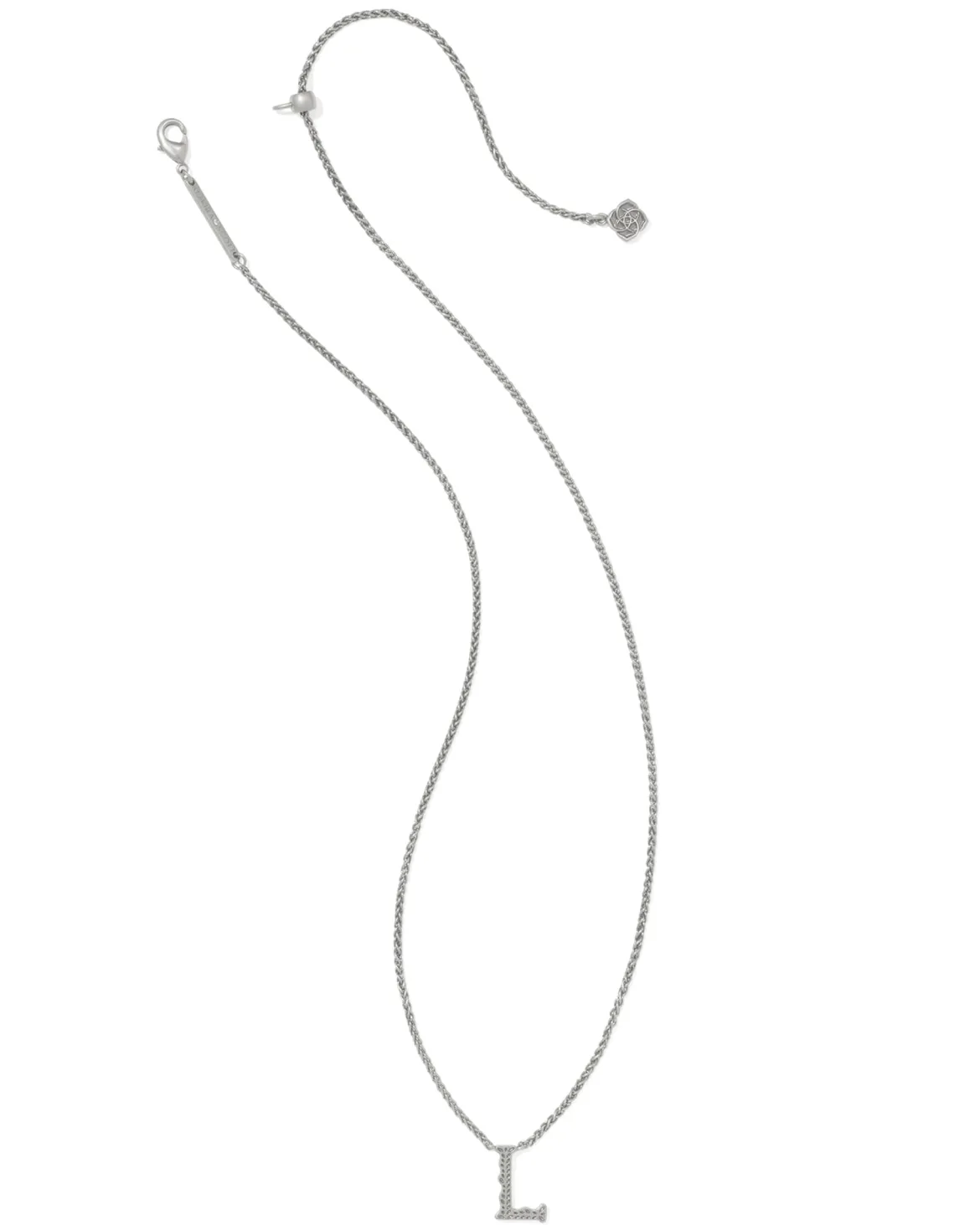 Beau Letter L Pendant Necklace in Vintage Silver