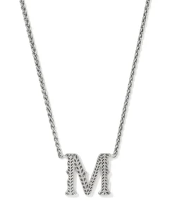 Beau Letter M Pendant Necklace in Vintage Silver