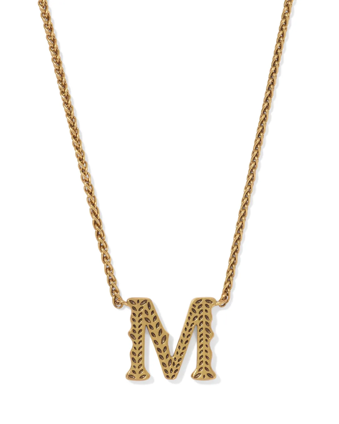 Beau Letter M Pendant Necklace in Vintage Gold