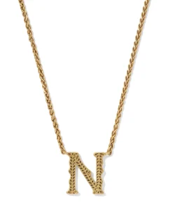 Beau Letter N Pendant Necklace in Vintage Gold