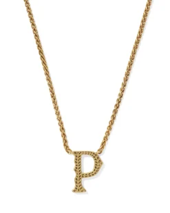 Beau Letter P Pendant Necklace in Vintage Gold
