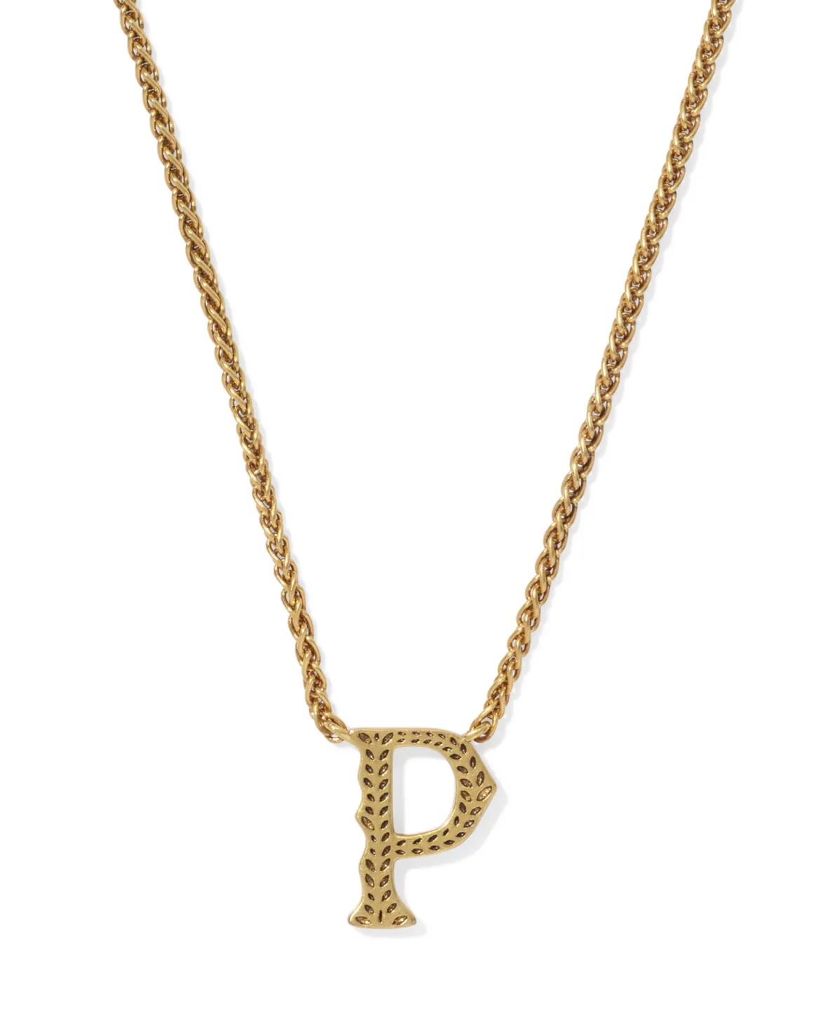 Beau Letter P Pendant Necklace in Vintage Gold