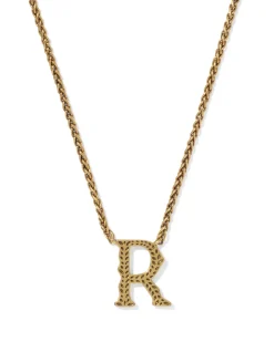 Beau Letter R Pendant Necklace in Vintage Gold
