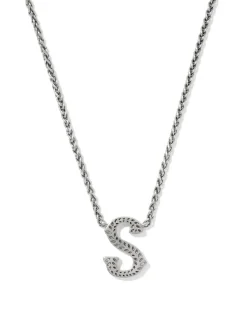 Beau Letter S Pendant Necklace in Vintage Silver