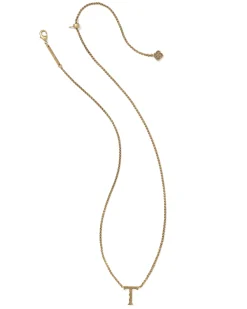 Beau Letter T Pendant Necklace in Vintage Gold