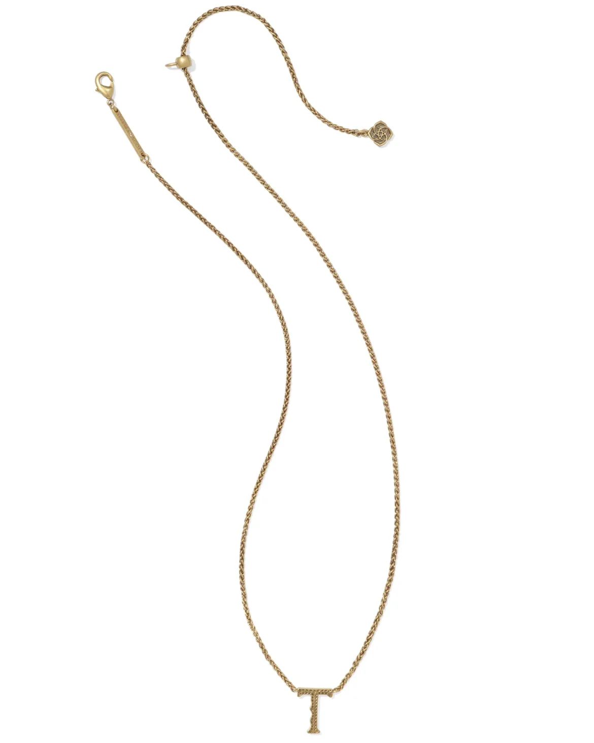 Beau Letter T Pendant Necklace in Vintage Gold