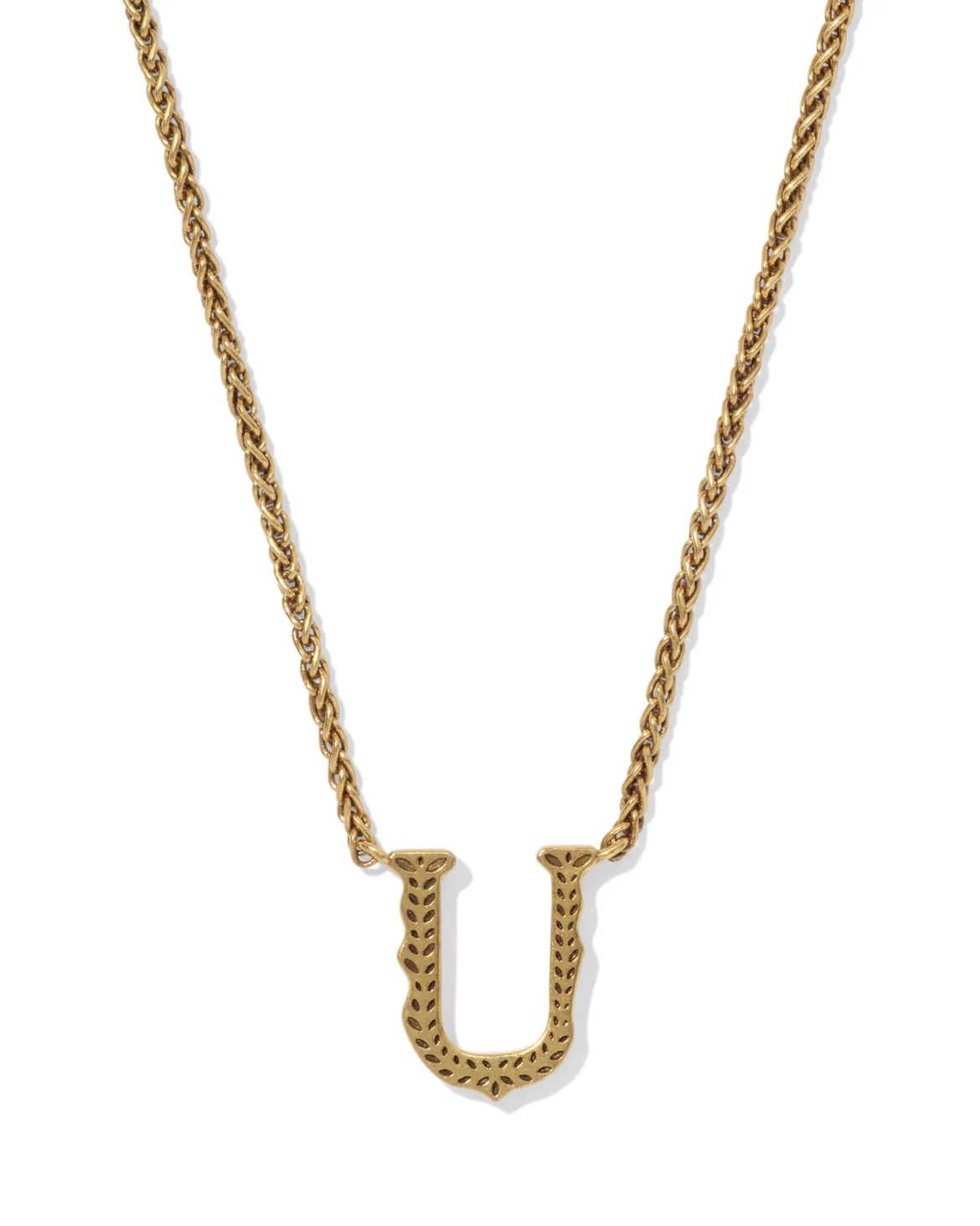 Beau Letter U Pendant Necklace in Vintage Gold