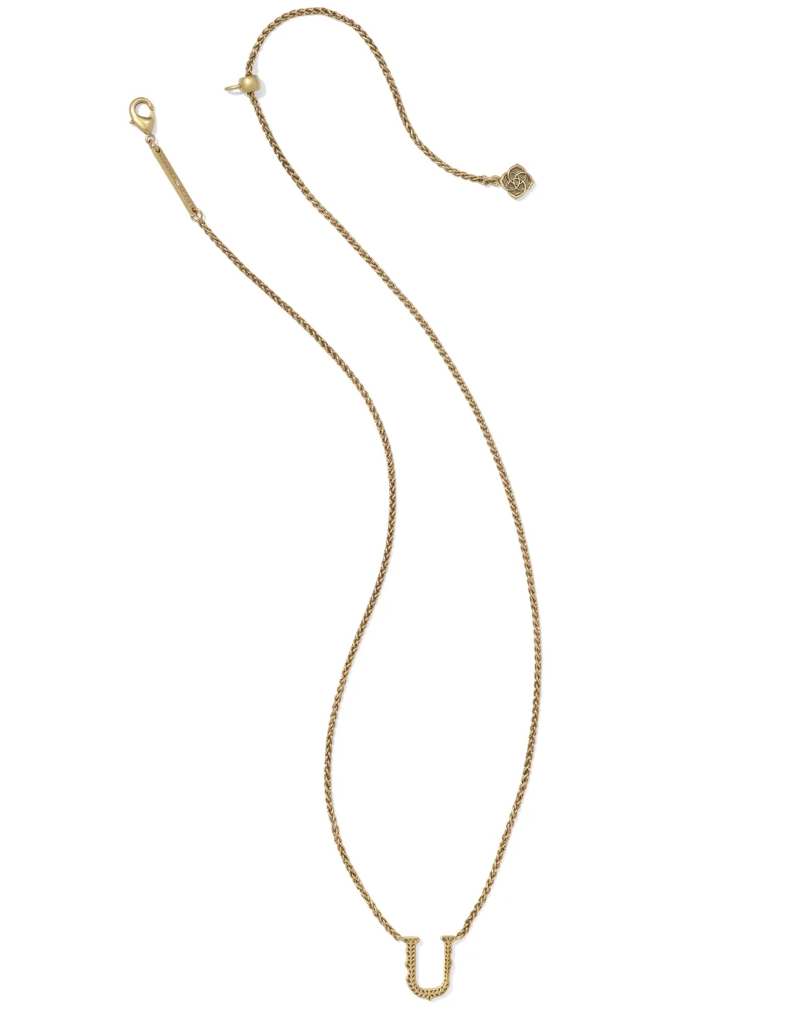 Beau Letter U Pendant Necklace in Vintage Gold