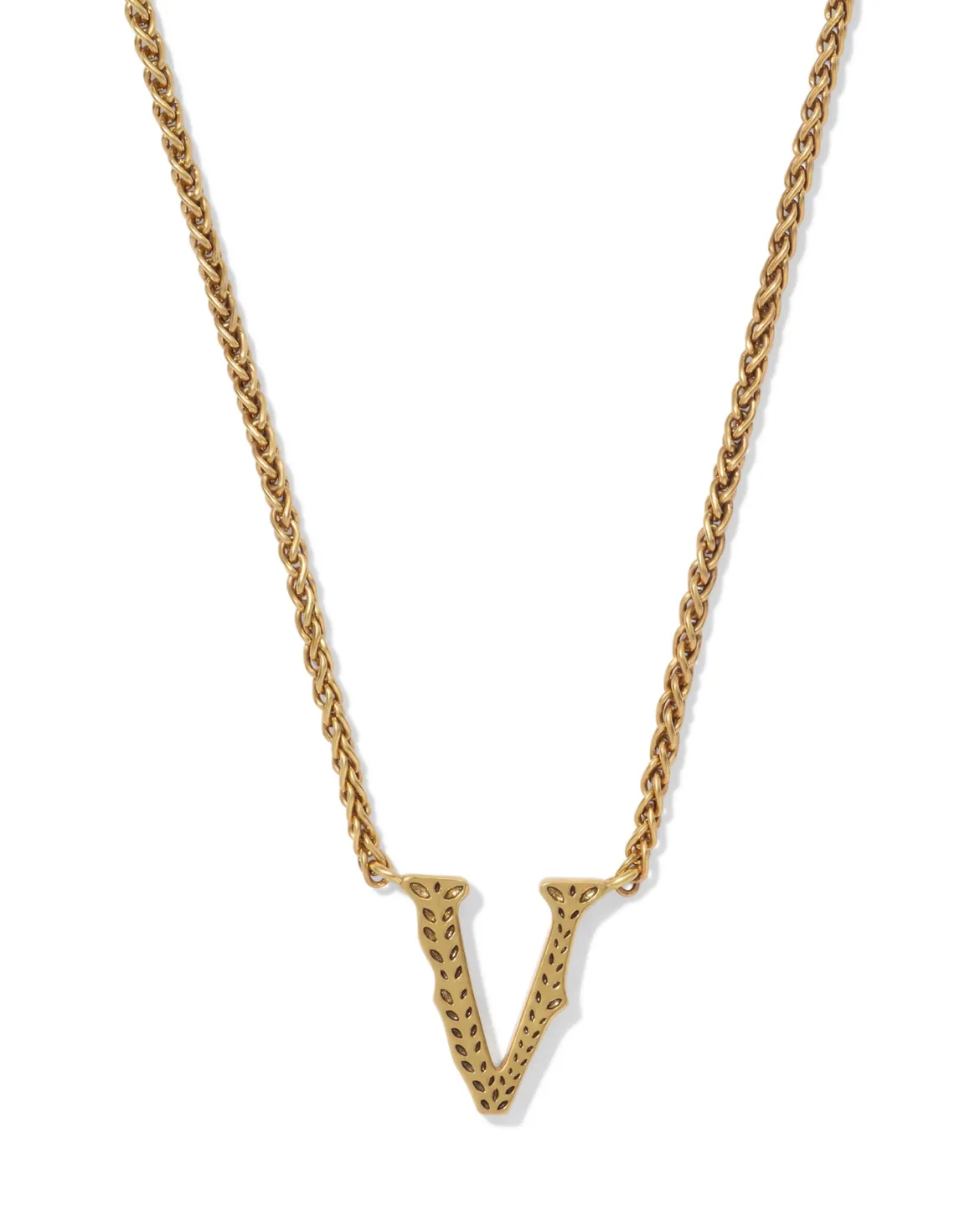 Beau Letter V Pendant Necklace in Vintage Gold