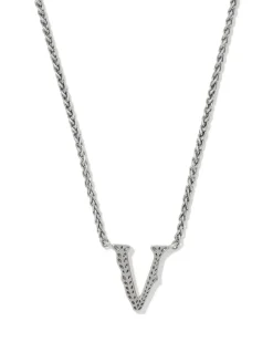 Beau Letter V Pendant Necklace in Vintage Silver
