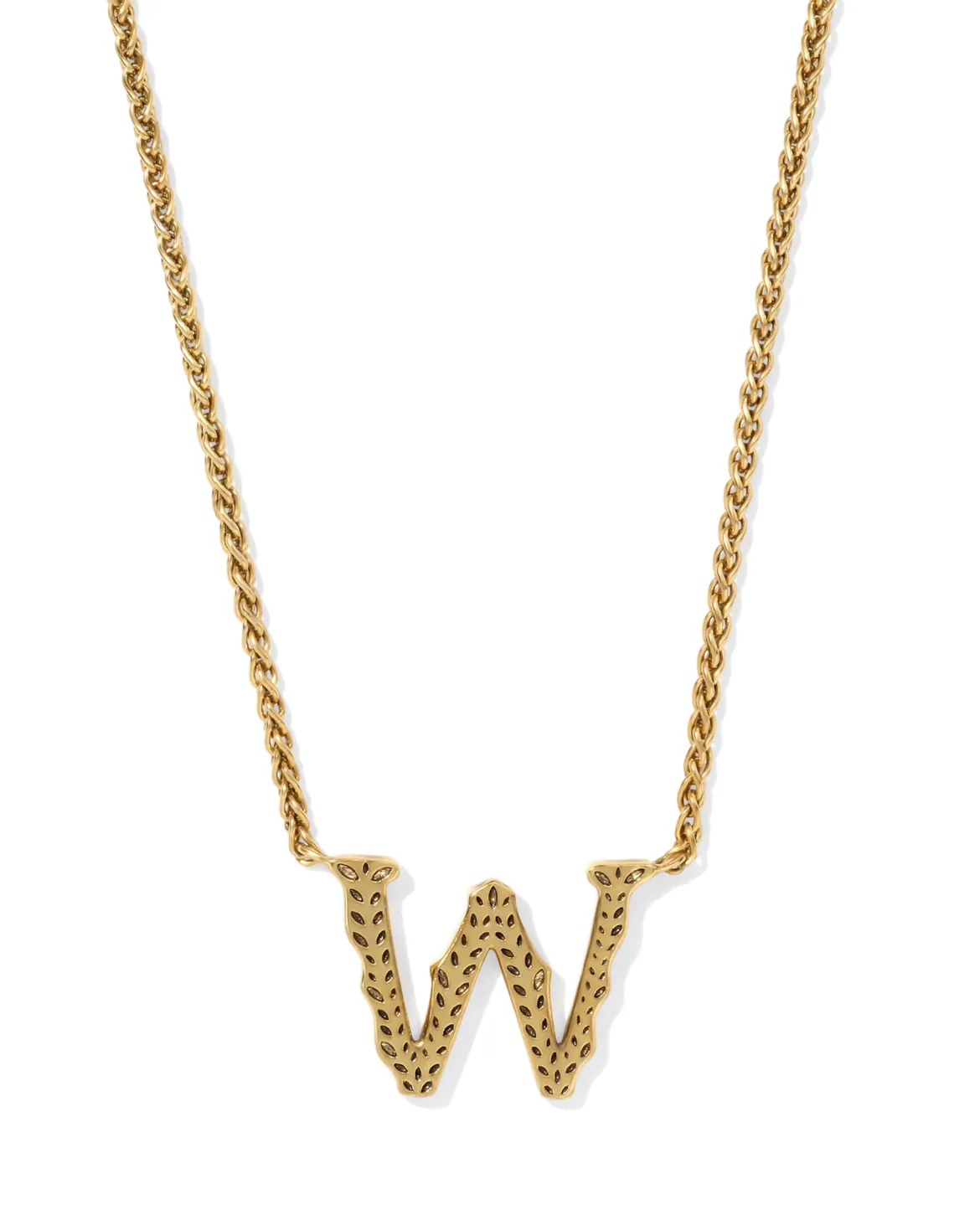 Beau Letter W Pendant Necklace in Vintage Gold