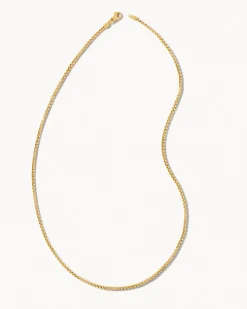 Beck 24" Thin Round Box Chain Necklace in 18k Oxidized Gold Vermeil