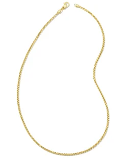 Beck 20" Thin Round Box Chain Necklace in 18k Gold Vermeil
