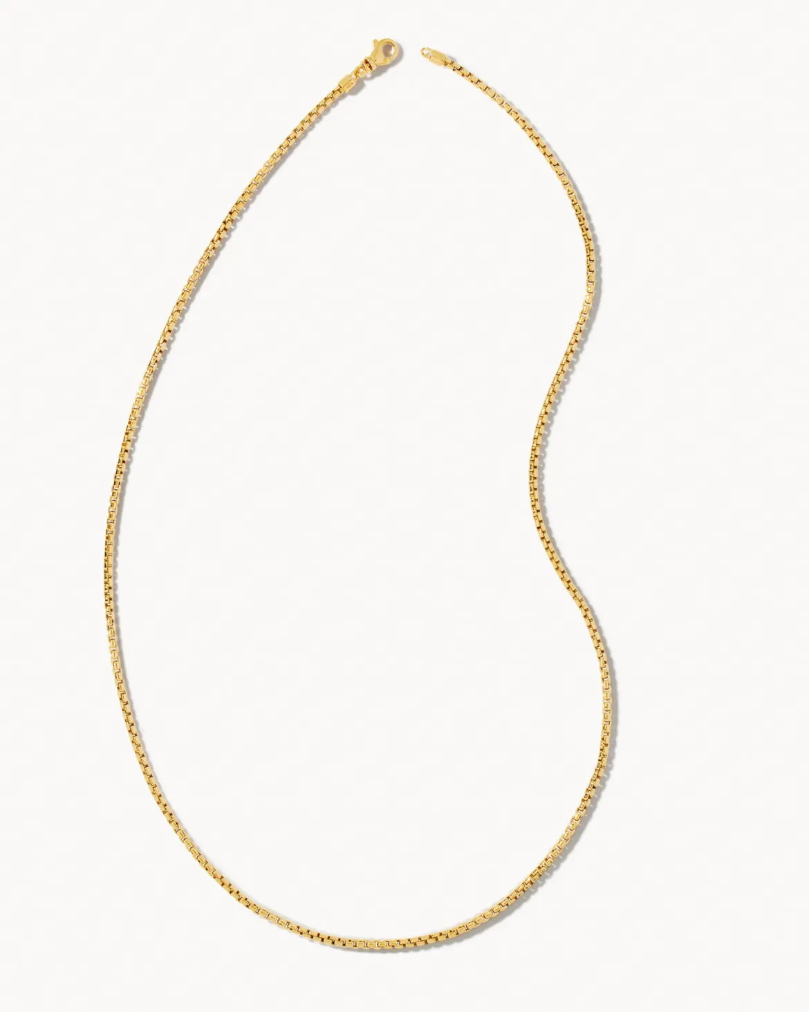 Beck 24" Thin Round Box Chain Necklace in 18k Gold Vermeil
