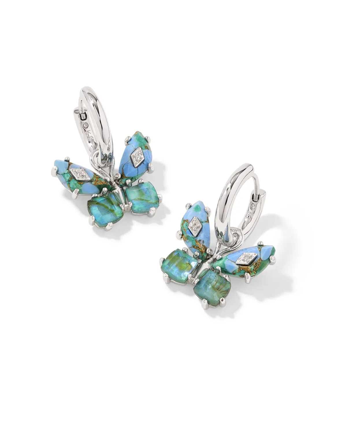 Bianca Butterfly Silver Huggie Earrings