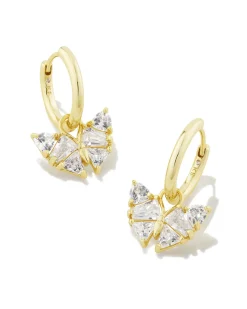 Blair Gold Butterfly Huggie Earrings in White CZ