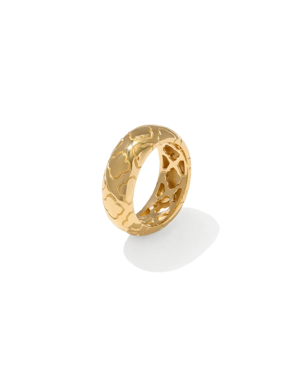 Bold Etched 18k Yellow Gold Vermeil Band Ring