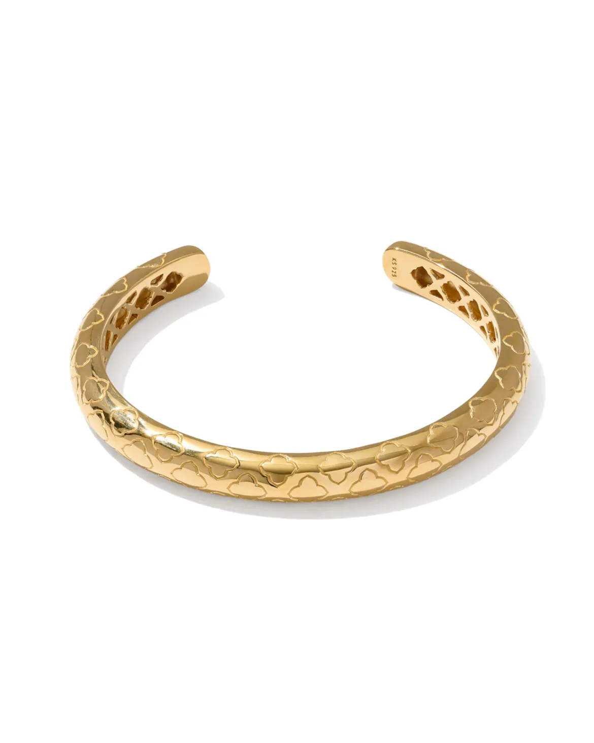 Bold Etched 18k Yellow Gold Vermeil Cuff Bracelet