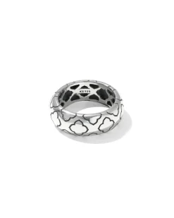 Bold Etched Oxidized Sterling Silver Band Ring