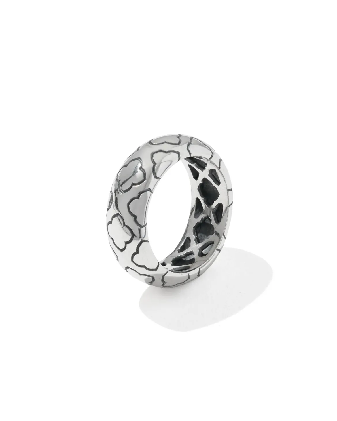 Bold Etched Oxidized Sterling Silver Band Ring