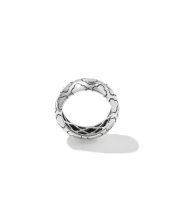 Bold Etched Oxidized Sterling Silver Band Ring