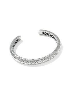 Bold Etched Oxidized Sterling Silver Cuff Bracelet