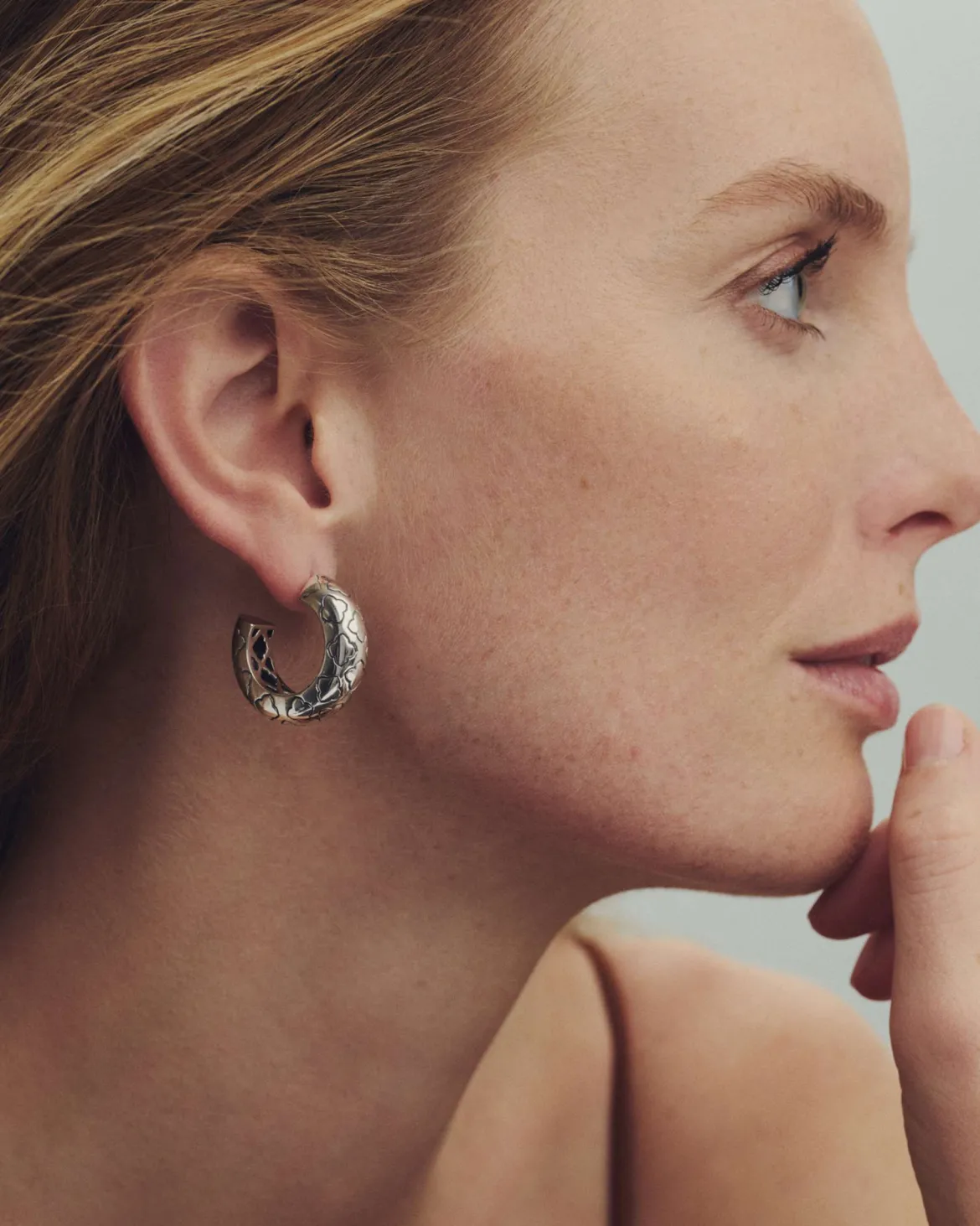 Bold Etched Oxidized Sterling Silver Hoop Earrings