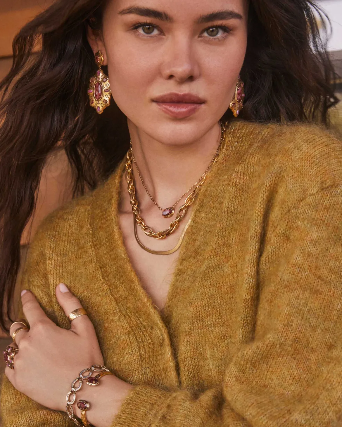 Bria Vintage Gold Statement Earrings