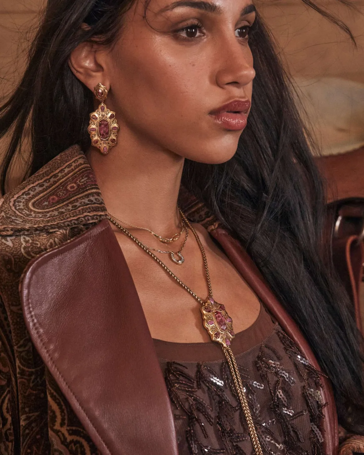 Bria Vintage Gold Statement Earrings