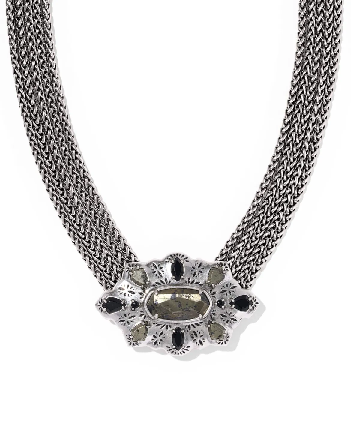 Bria Vintage Silver Statement Necklace