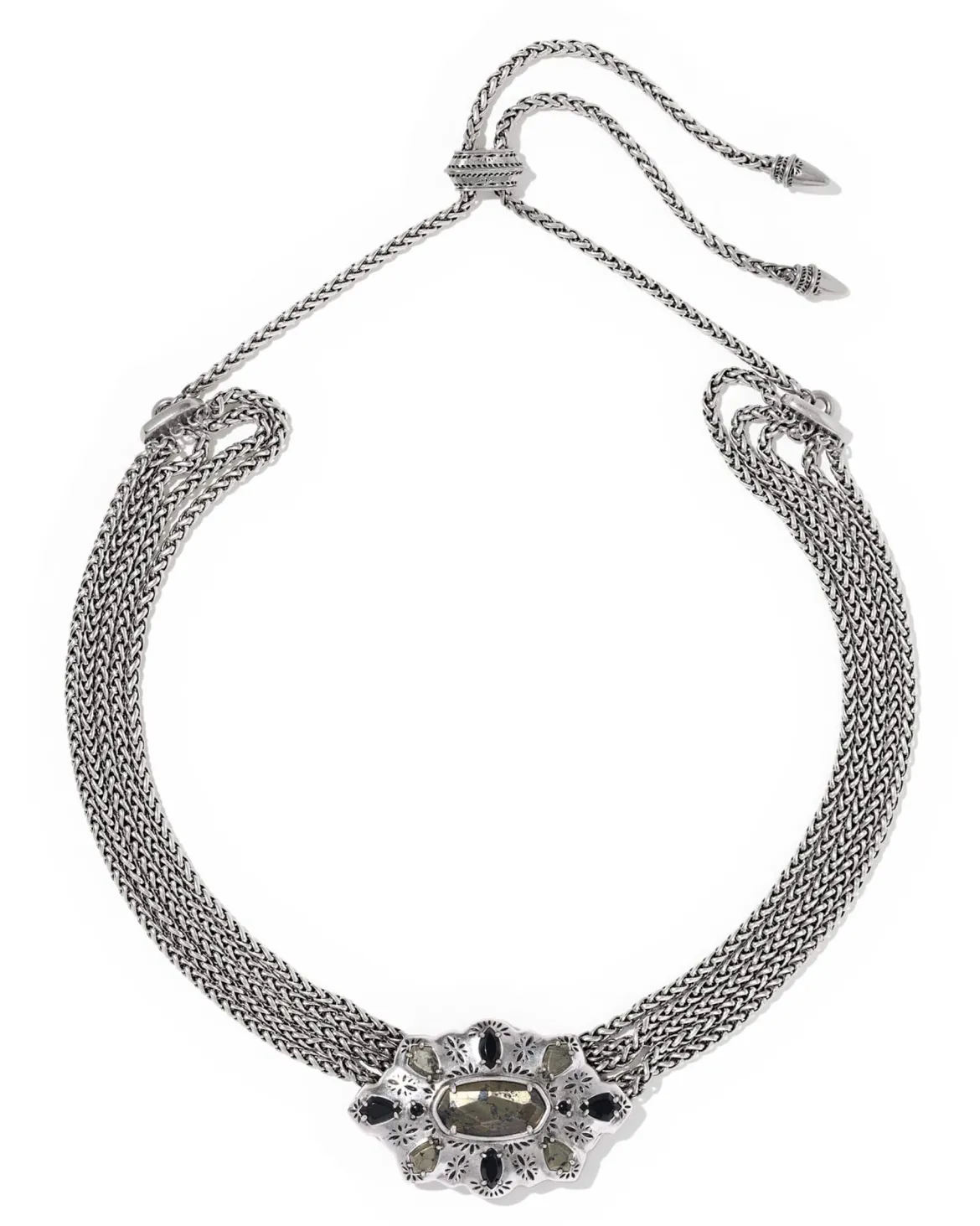 Bria Vintage Silver Statement Necklace