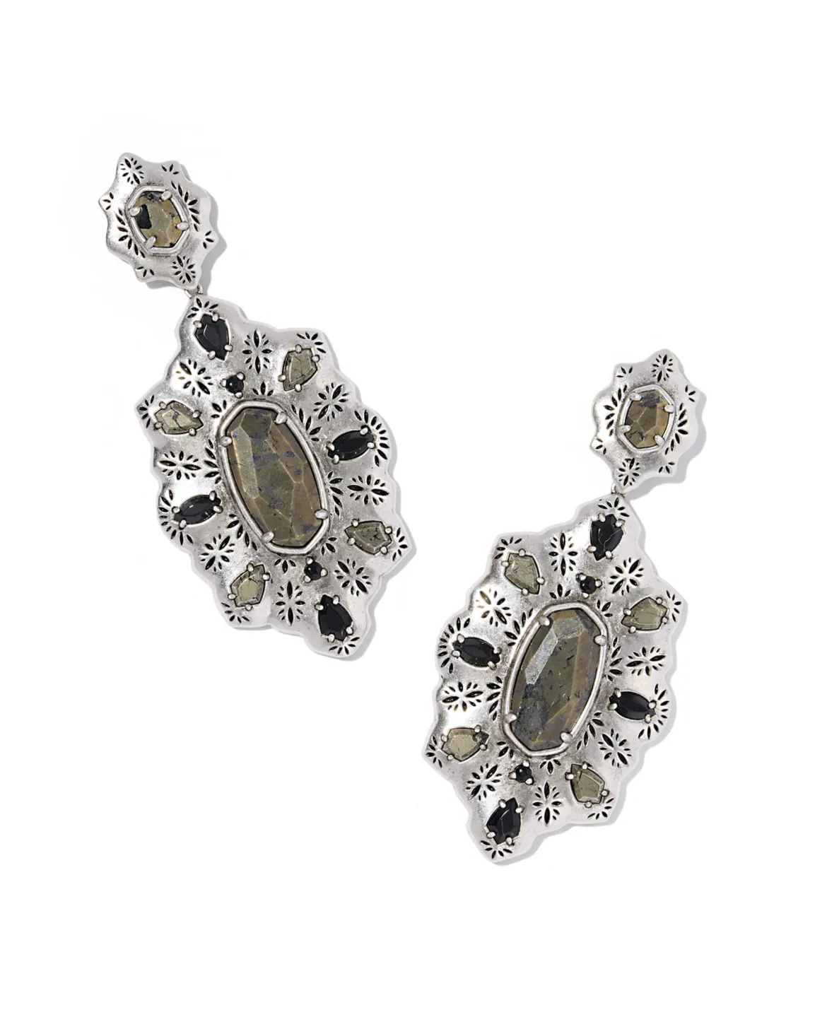 Bria Vintage Silver Statement Earrings